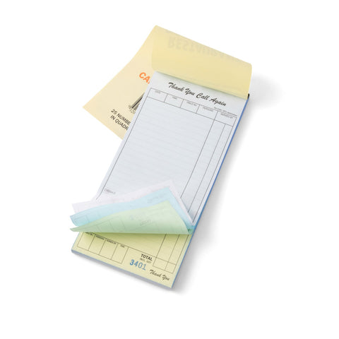 Quadruplicate carbonless docket book on a white background