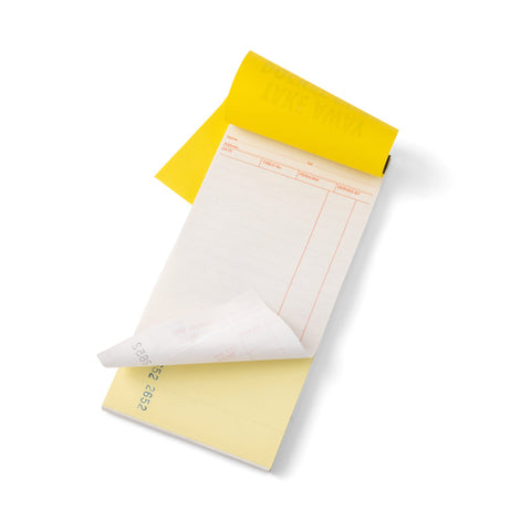 Duplicate carbonless docket book on a white background