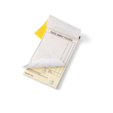 Duplicate carbonless docket book with tear off strip on a white background