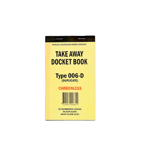 Duplicate carbonless docket book with tear off strip on a white background