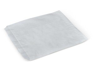 White rectangular grease resistant paper bag on a white background