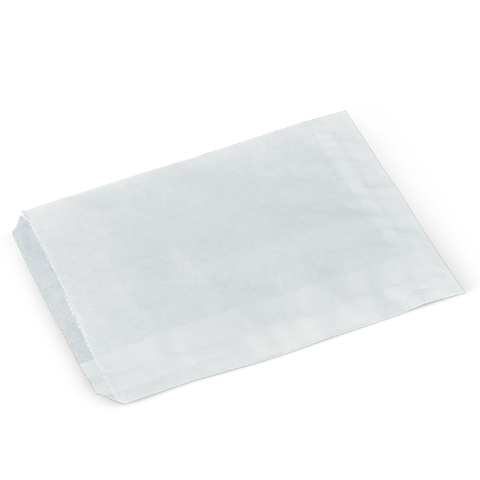 White rectangular grease resistant paper bag on a white background