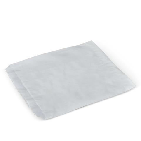 White rectangular grease resistant paper bag on a white background
