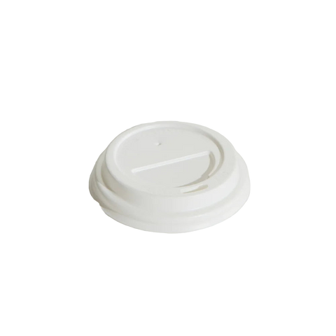 White plastic takeaway coffee cup lid on a white background