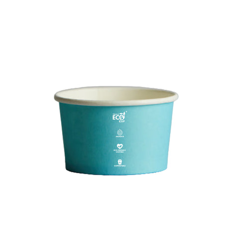 Blue ice cream sundae cup on a white background