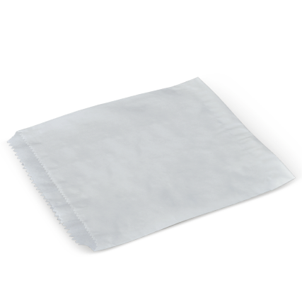 White rectangular grease resistant paper bag on a white background