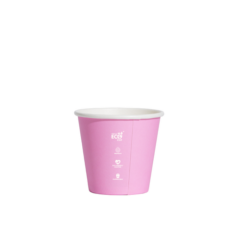 8oz Pink paper cup on a white background