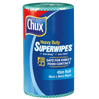 45m roll green Chux Heavy Duty Superwipes on a white background