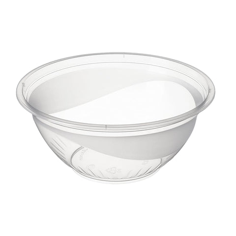 1000ml Clear plastic Bonson premium polypropylene bowl on a white background