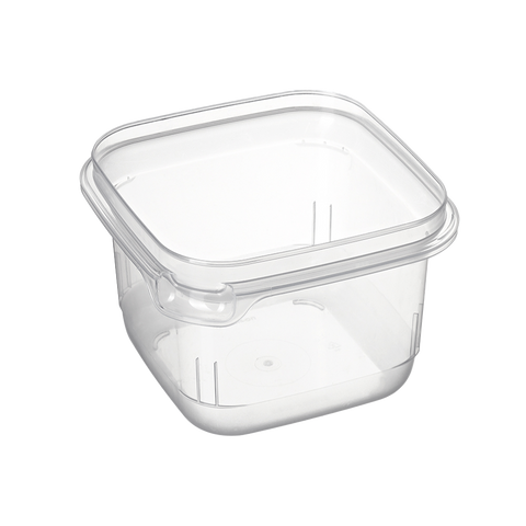 1040ml Clear plastic tamper evident food container on a white background