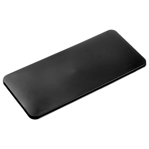 Black rectangular 5L ice cream container lid on a white background