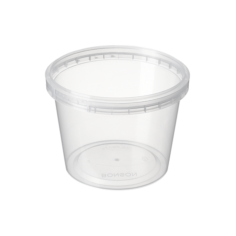 690ml Clear plastic container on a white background
