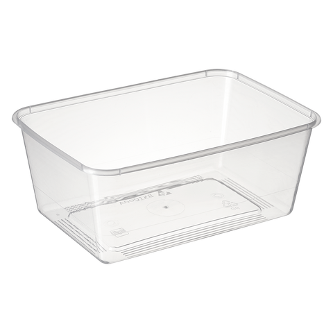 1000ml Clear plastic takeaway container on a white background