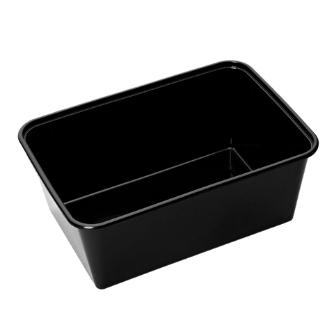 1000ml black plastic takeaway container on a white background