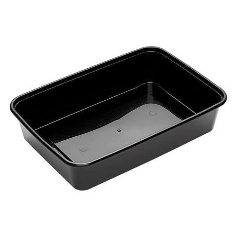 500ml Bonson PP Rectangular Container black plastic takeaway container on a white background