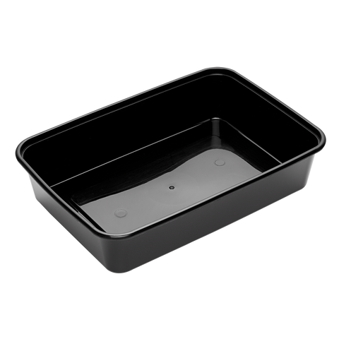 500ml black plastic takeaway container on a white background