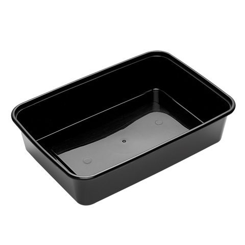 650ml black plastic takeaway container on a white background