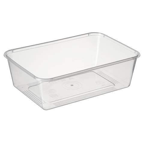 750ml Clear plastic takeaway container on a white background