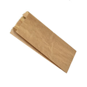 Brown paper bag with gusset on a white background
