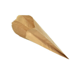 Brown paper bag with gusset on a white background