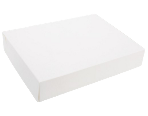 White Hinged Lid White Paperboard Cake Box on a white background