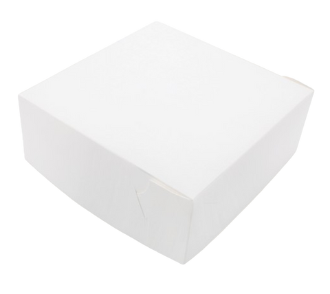 Hinged Lid White Paperboard Cake Box on a white background