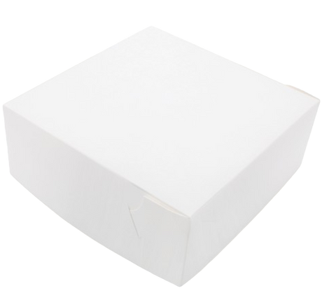 White Hinged Lid White Paperboard Cake Box on a white background