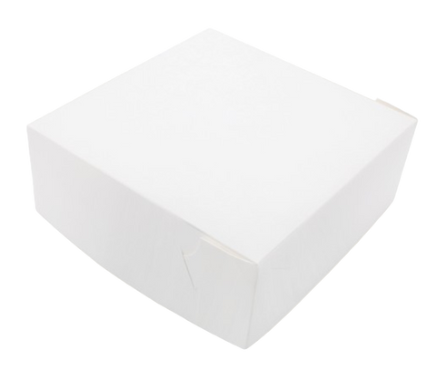 White Hinged Lid White Paperboard Cake Box on a white background