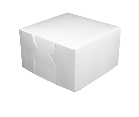 Hinged Lid White Paperboard Cake Box on a white background