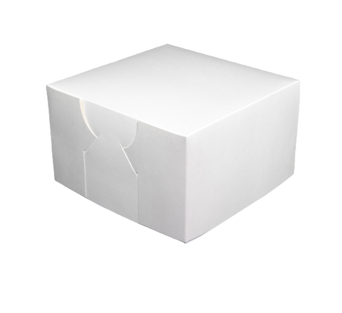 Hinged Lid White Paperboard Cake Box on a white background