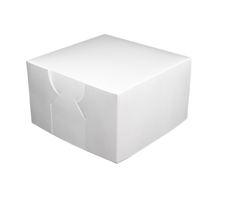 Hinged Lid White Paperboard Cake Box on a white background