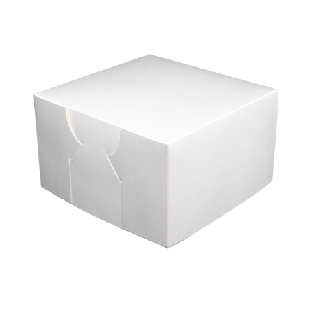 Hinged Lid White Paperboard Cake Box on a white background