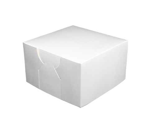 Hinged Lid White Paperboard Cake Box on a white background