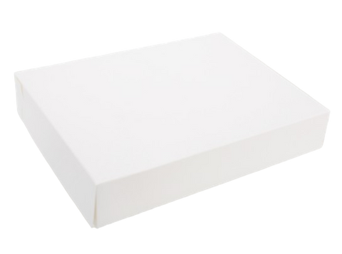 White Hinged Lid White Paperboard Cake Box on a white background
