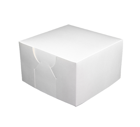 White Hinged Lid White Paperboard Cake Box on a white background