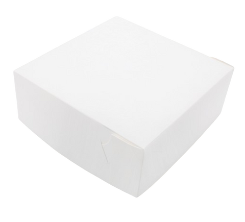 Hinged Lid White Paperboard Cake Box on a white background