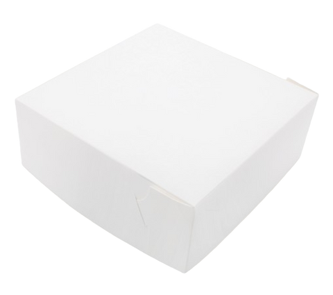 White Hinged Lid White Paperboard Cake Box on a white background