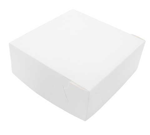 White Hinged Lid White Paperboard Cake Box on a white background