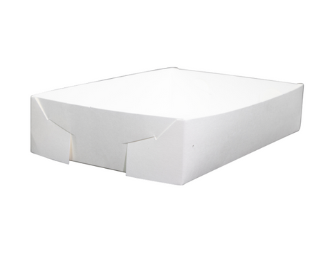 White rectangular cake box on a white background