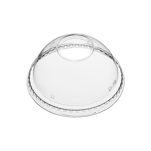 Clear plastic PET dome lid on a white background