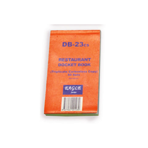 Carbonless triplicate Red restaurant docket book with 'Eagle' branding on a white background
