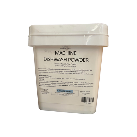 5kg Bucket of Bonson machine dishwasher powder on a white background