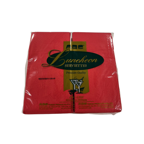 Red 2-PLY Lunch napkin on a white background