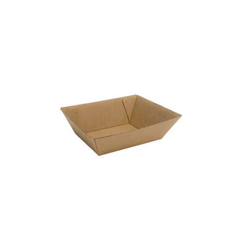 Brown corrugated cardboard food tray on a white background