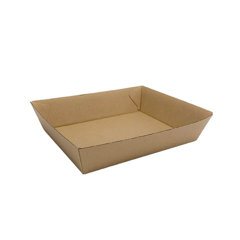 Brown corrugated cardboard food tray on a white background