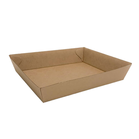 Brown corrugated cardboard food tray on a white background