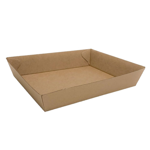 Brown corrugated cardboard food tray on a white background