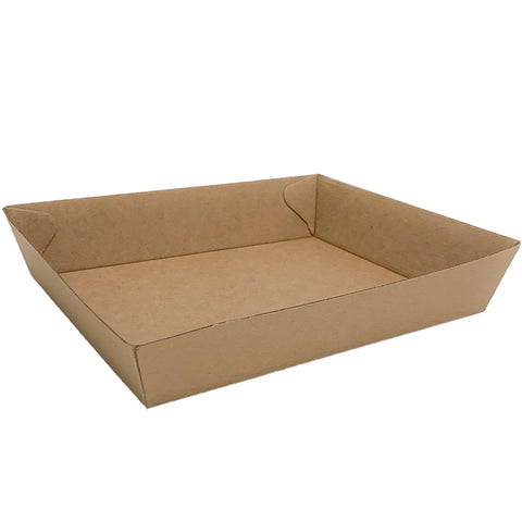 Brown corrugated cardboard food tray on a white background
