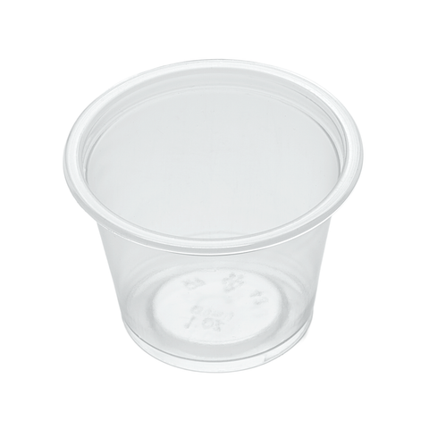 35ml clear portion cup on a white background