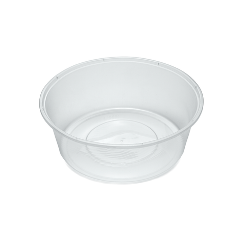 3L Clear plastic round container on a white background